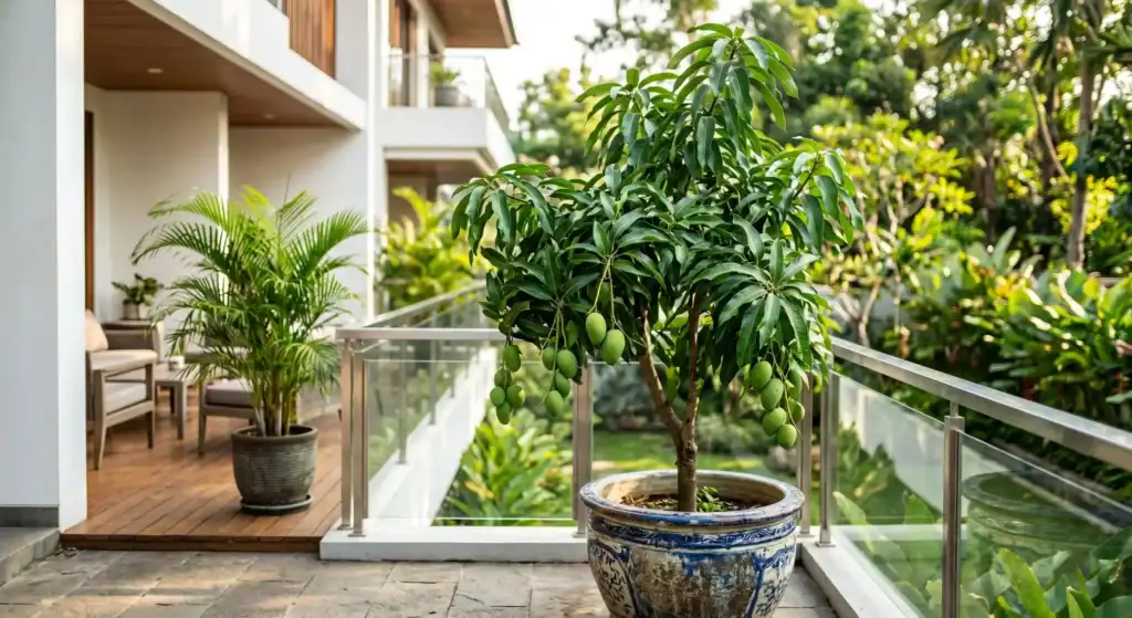 pohon mangga di pot lahan sempit